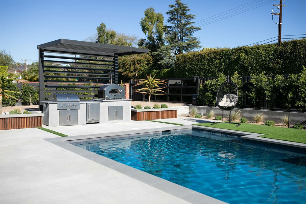 Outdoor kitchen next to pool deck, some of our exterior remodeling near Camarillo, California.