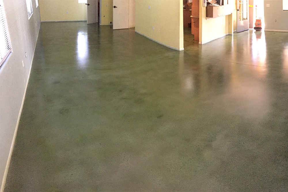 Interior of room with floor with our concrete staining near Simi Valley, California.